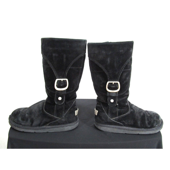 UGG Australia 5132 Cargo III Black Suede Sheepskin Lined Tall Boot Women Sz 6 - Picture 9 of 12